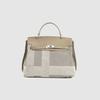 Large Capacity Canvas Sewing Bag Soft Leather Tote Feminine Casual Plaid New
