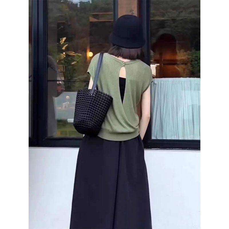 

Nnamazing Tote Bag Large Capacity 2025 Hand-Woven Bucket Bag Idle Style Shoulder Underarm Different Size Bags Black small size