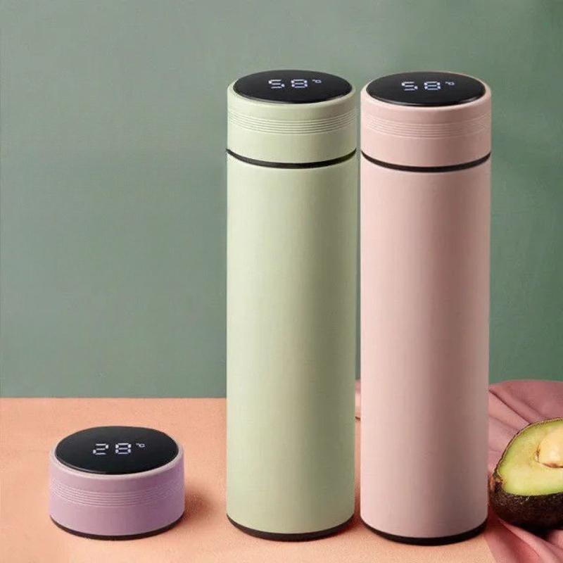 480ml 304 Stainless Steel Temperature Display Large Capacity Insulated Bottle Cute and Simple Korean Version Tea Water Cup