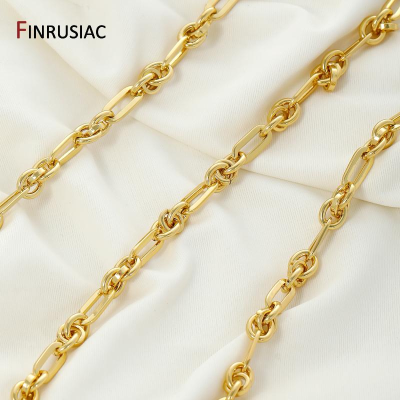 18K Gold Plated Brass Thick Chain For Jewelry Accessories,Heavy Knotted Chain For DIY Necklace Bracelet Making Accessories