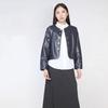 Sweet Basil Women's Faux Leather Round Neck Jacket