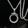 Hip Hop Rock Circular Ring Dragon Necklace For Men Vintage Stainless Steel Chain Silver Neck Hippie Jewelry Women Gifts