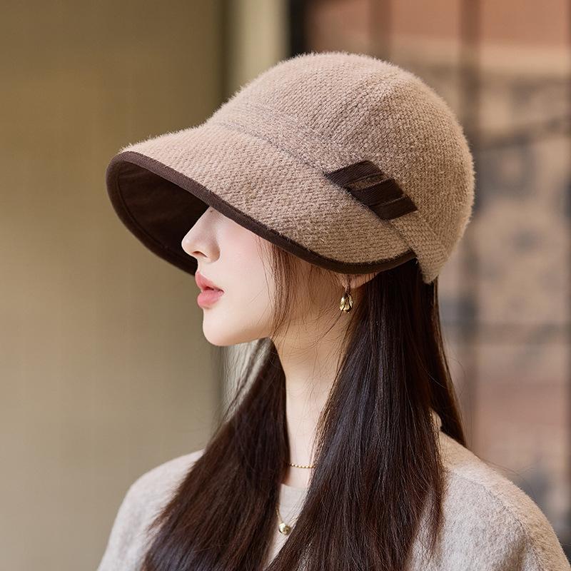 British Style Retro Autumn and Winter Hat for Women's Fashion and Versatile Duck Tongue Fisherman Hat Korean Style High End Temperament Basin Hat