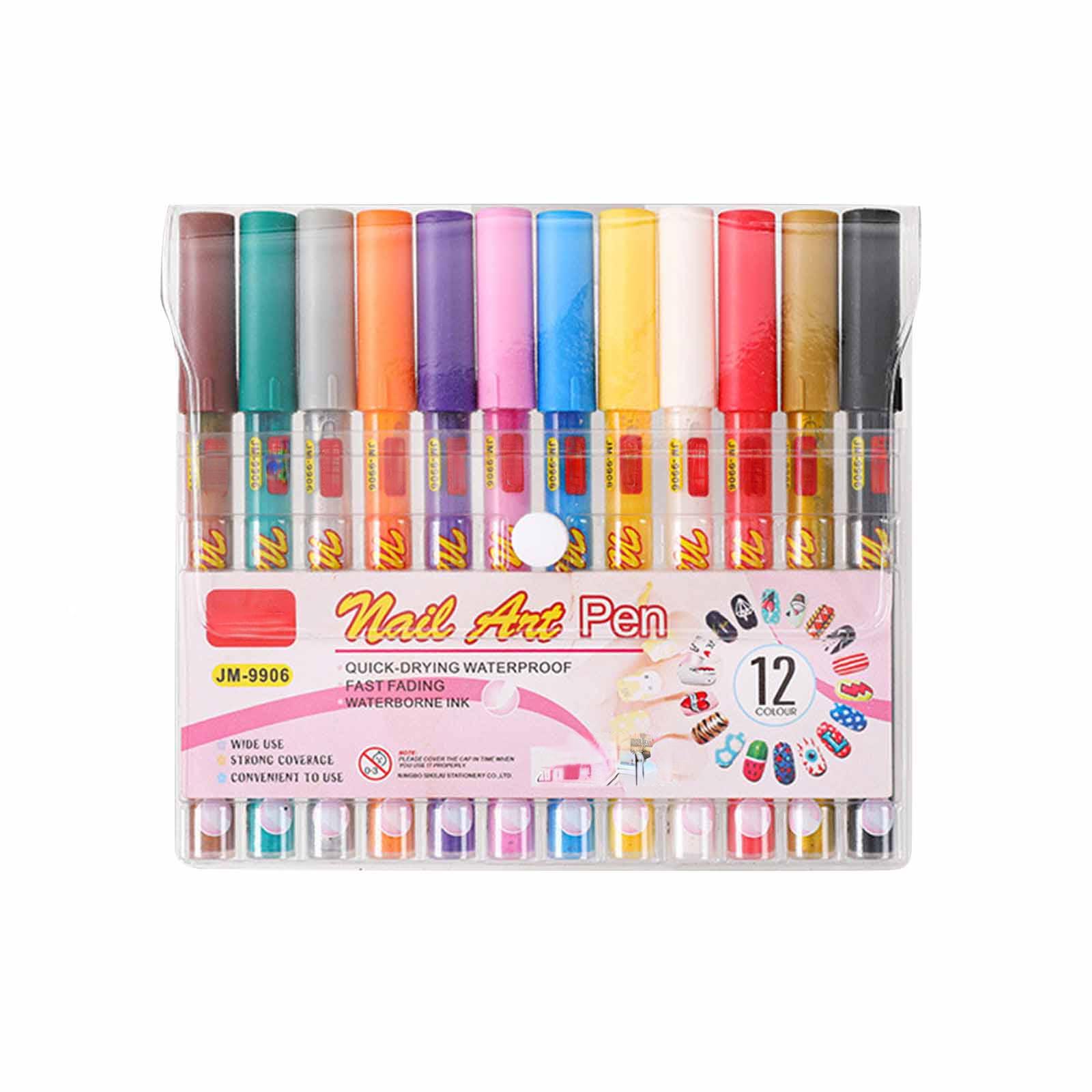 

Drawing Pen, Nail Painting Pen, DIY , Quick-drying, Colored Pen For Drawing Flowers And Outlining (12 Colors36ml)0.5mm One Size