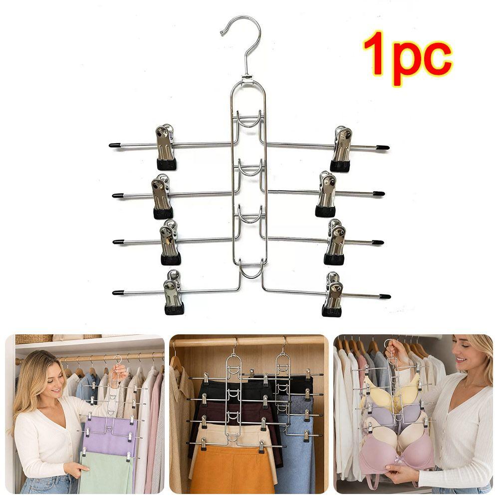 Metal Trouser Hanger Adjustable Clips Clip Hanger New Multi Layer Hanger  Closet Organization