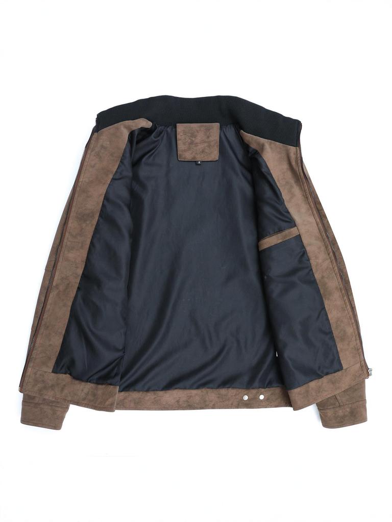 Men's Retro Suede PU Leather Motorcycle Jacket - Autumn/Winter Trend 2025