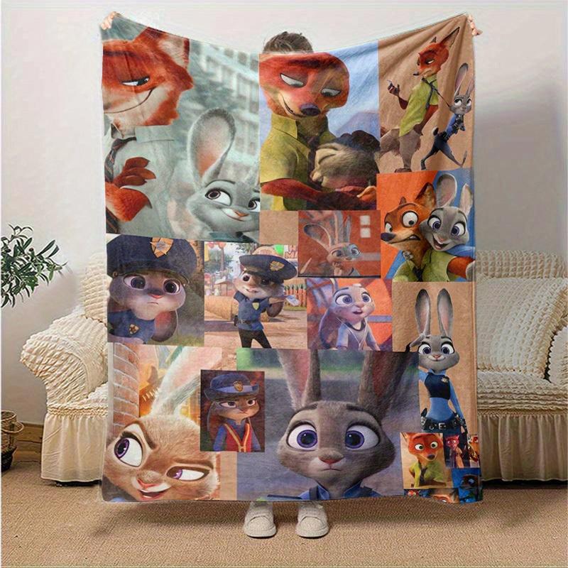 1 Stück, Zootopia Filmcharaktere Decke Heimdeko, Sofabezug, Outdoor, Geschenk, Flanelldecke, Schlafzimmer, Wohnzimmer, Reisen