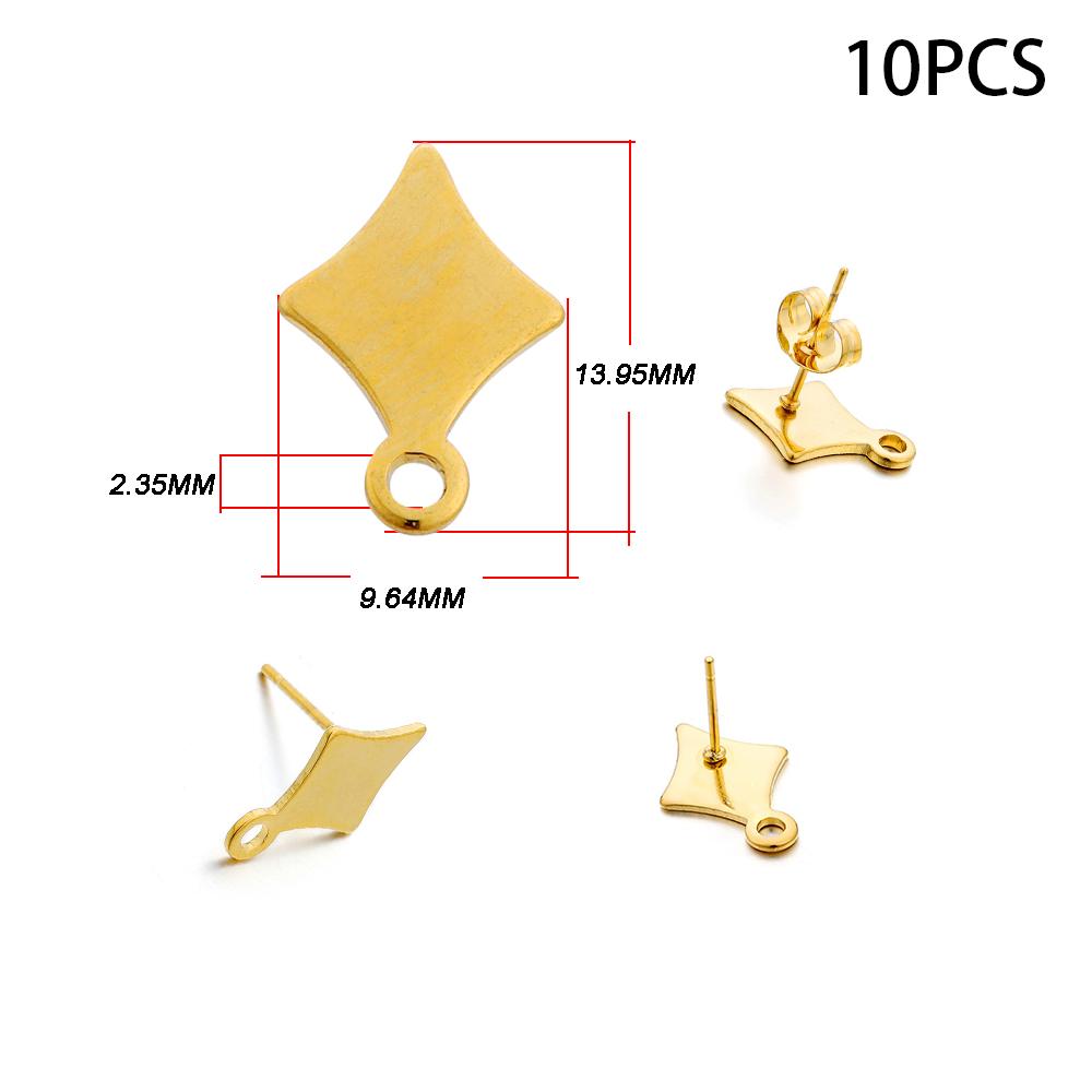 10-20pcs Stainless Steel Blank Earring Stud Golden Earrings Base With Earring Plug Connectors For DIY Jewelry Making Accessories