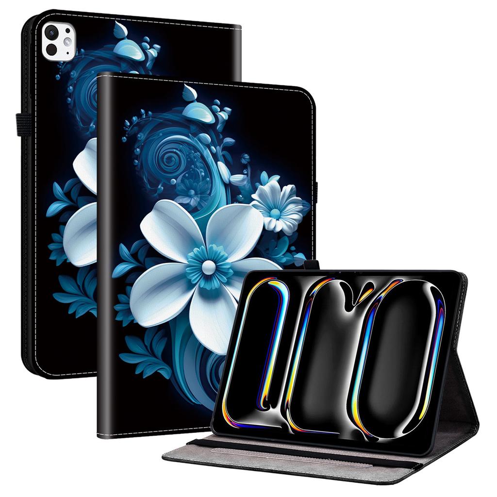 For iPad Pro 13 (2025)/13 (2024) Leather Case Pattern Printed Stand Tablet Cover with Card Slots