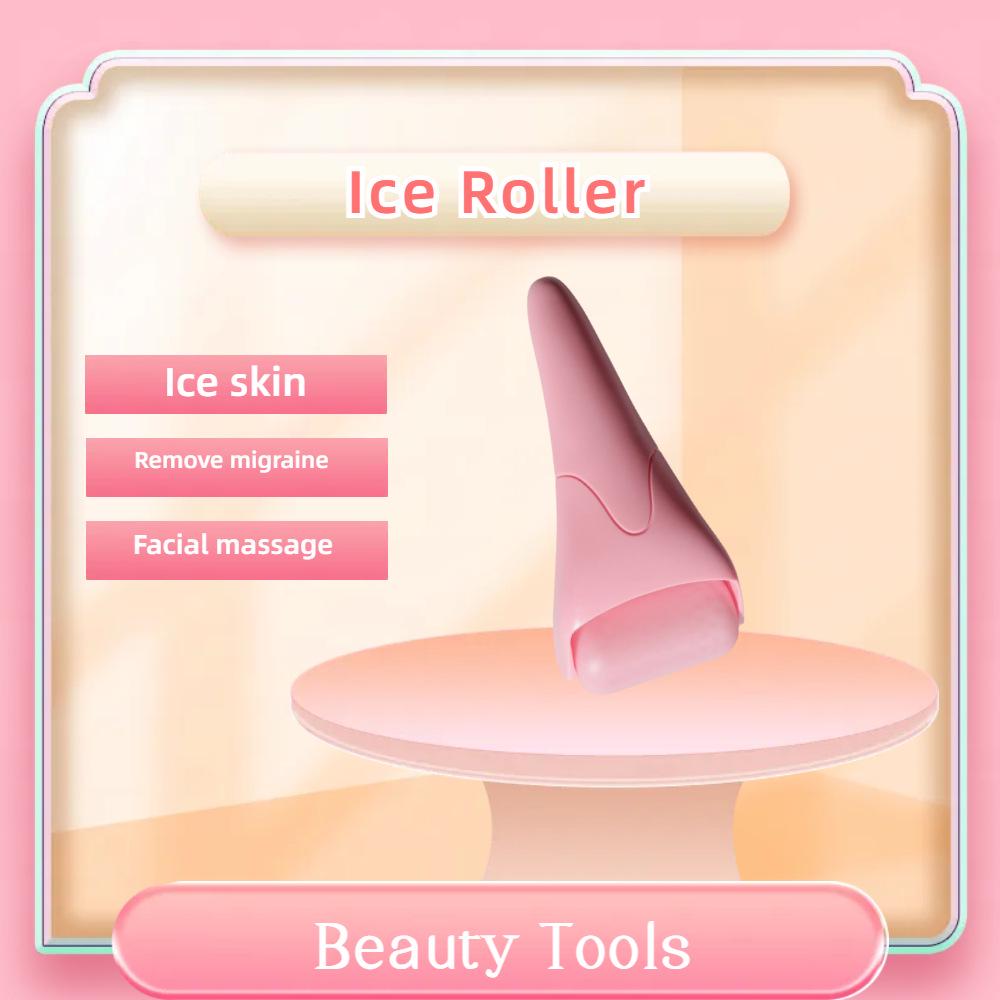 Pink Silent Ice Facial Massage Roller - Cold Compress and Lifting Tool