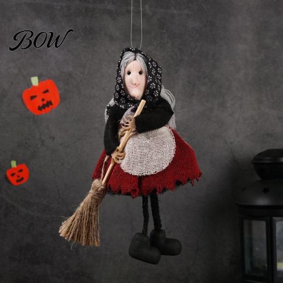 Realistic Halloween Patterns Witch Broomstick Hanging Ornament, Spooky Fabric Pendant for Party Bar Celebration Decor Home, Trick or Treat Festive