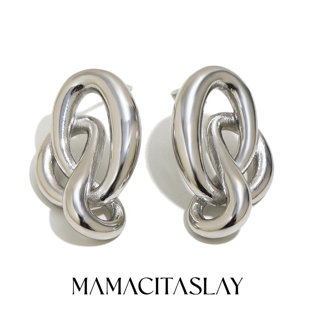 

MamacitaSlay 316L Stainless Steel Chain Knot Stud Earrings 18K Gold Plated Waterproof Jewelry For Women Trend Statement Earrings