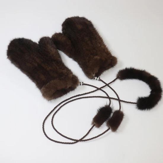 New Knitted Natural Mink Fur Gloves Women Winter Warm Good Elastic Mink Fur Mittens Russian Female Genuine Fur Glove