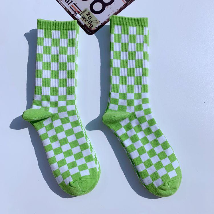 Korea Harajuku Trend Women Checkerboard Socks Geometric Checkered Socks Men Hip Hop Cotton Unisex Streetwear Novelty Socks