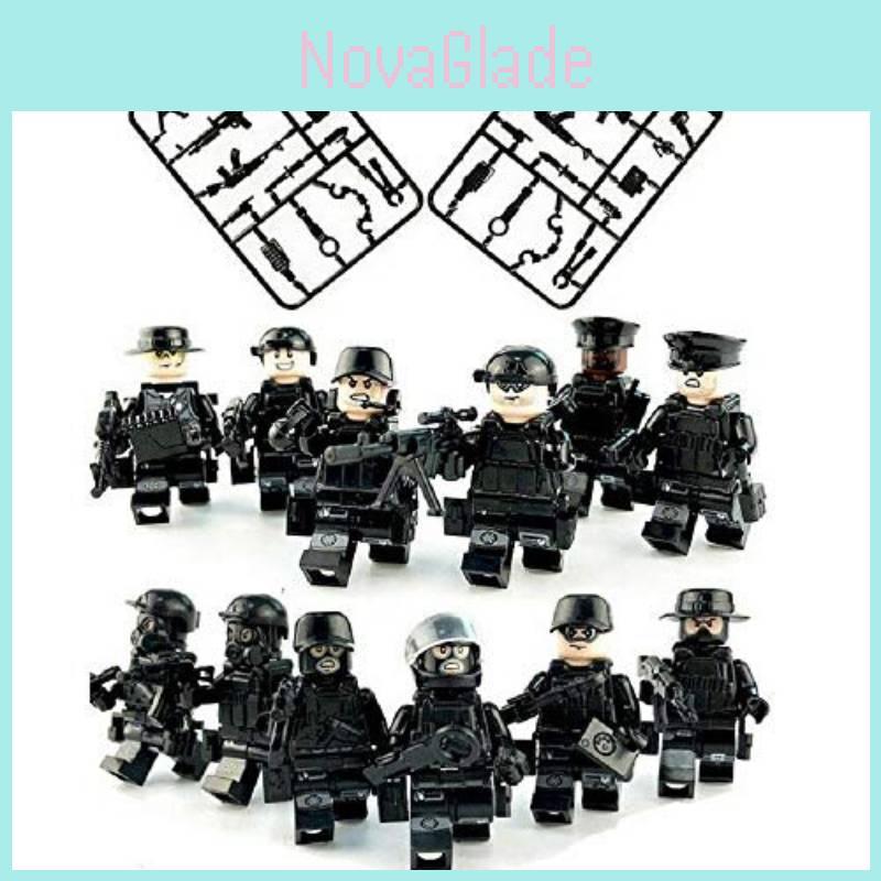 Moc Military Building Block Set Black Swat Jeep With Small Granule Assembly Toy Bag Pieces)