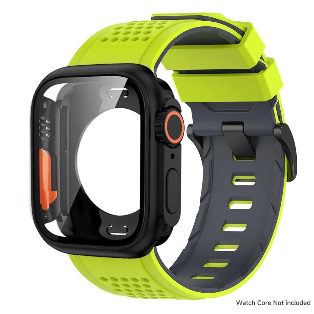 Case+Silicone Strap for Apple Watch Band Ultra 3 49mm 46 45 44 41mm Protective Case Bracelet for Iwatch 11 10 9 8 7 6 54 SE3