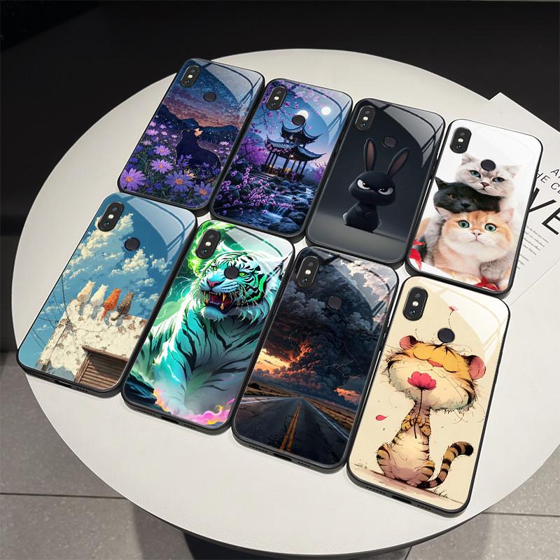 For Redmi Note 5/Note 6 Phone Case Trendy Design Tempered Glass Bumper For Xiaomi Redmi Note 5 6 Pro Full Protection Back Covers