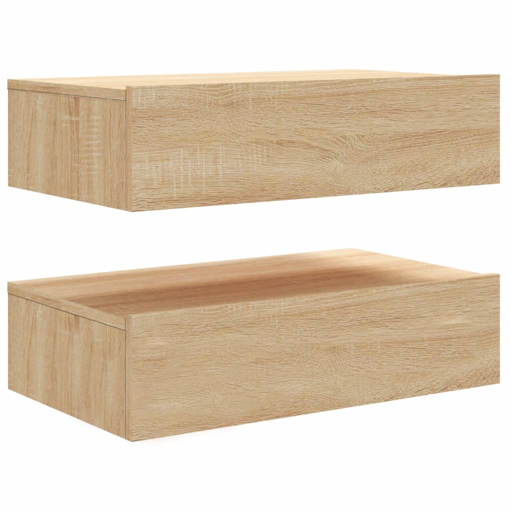 TV Cabinets with LED Lights 2 pcs Sonoma Oak 60 x 35 x 15.5 cm