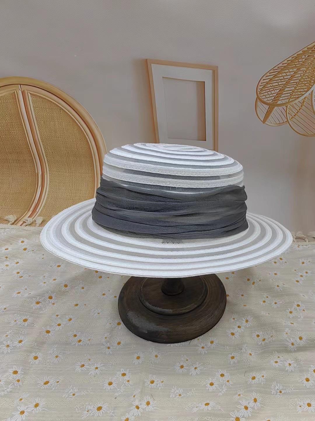 Delle Французская шляпа-панама с плоским верхом из соломы Женская шляпа Шах Хепберн от солнца Солнцезащитная шляпа M（56-58cm）