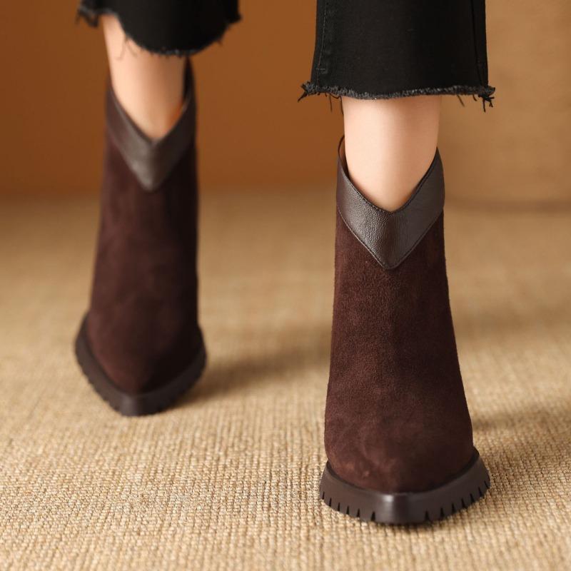 Pointed Toe High Heels Women's Boots Elegant Pumps Woman Shoes Winter 2025 Fashion Chunky Shoes Sexy Chelsea Boots Mujer Zapatos