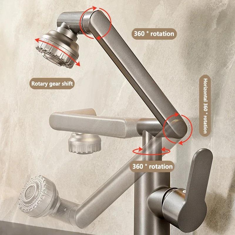 1080° Swivel Bathroom Sink Faucet Mixer Deck Mounted Splash Proof Water Tap Shower Head Aerators Tapware For Bathroom