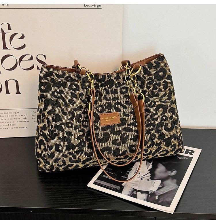 

Винтажная повседневная сумка-тоут с леопардовым принтом на плечо/подмышку 1