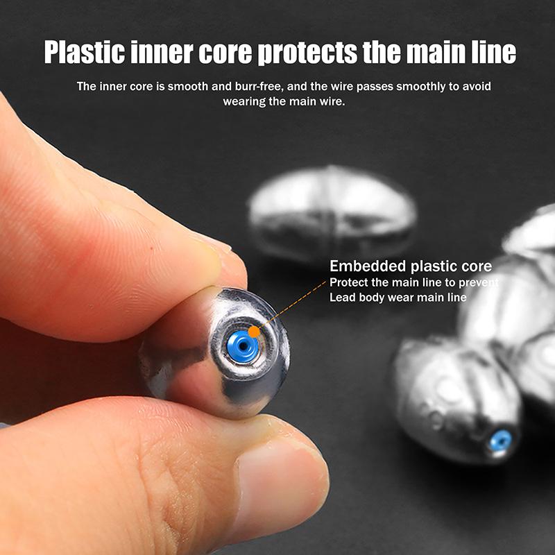 20Pcs Alloy Hollow Olive Fishing Sinkers3/ 4/6/8/10/12/15g Wax Coating Steel Fishing Weights Fishing Weight Accessories