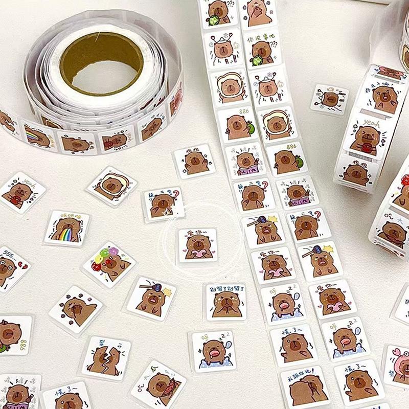 500Pcs/Roll Cartoon Capybara Sticker Decals Decoration Diy Phone Notebook Suitcase Laptop Kids Sticker