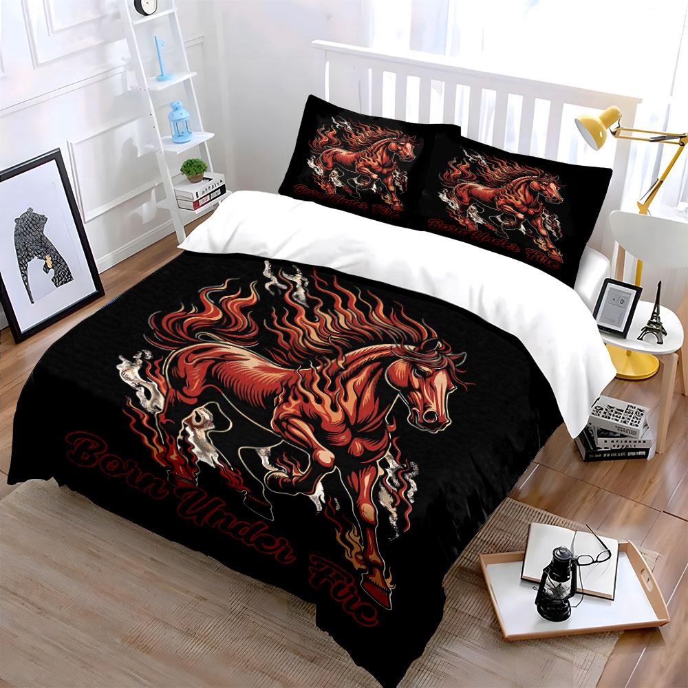 Fiery horse with flames. Bedding sets Duvet cover sets Duvet covers Pillowcases(1 * Duvet Cover 2 * Pillowcases without duvet insert)
