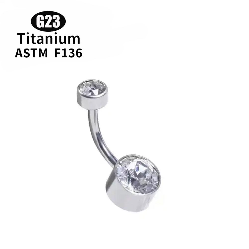 G23 Titan 5A Runder Zirkon CZ Bauchnabelring Körperschmuck Intern Gewindet Fassung gesetzt
