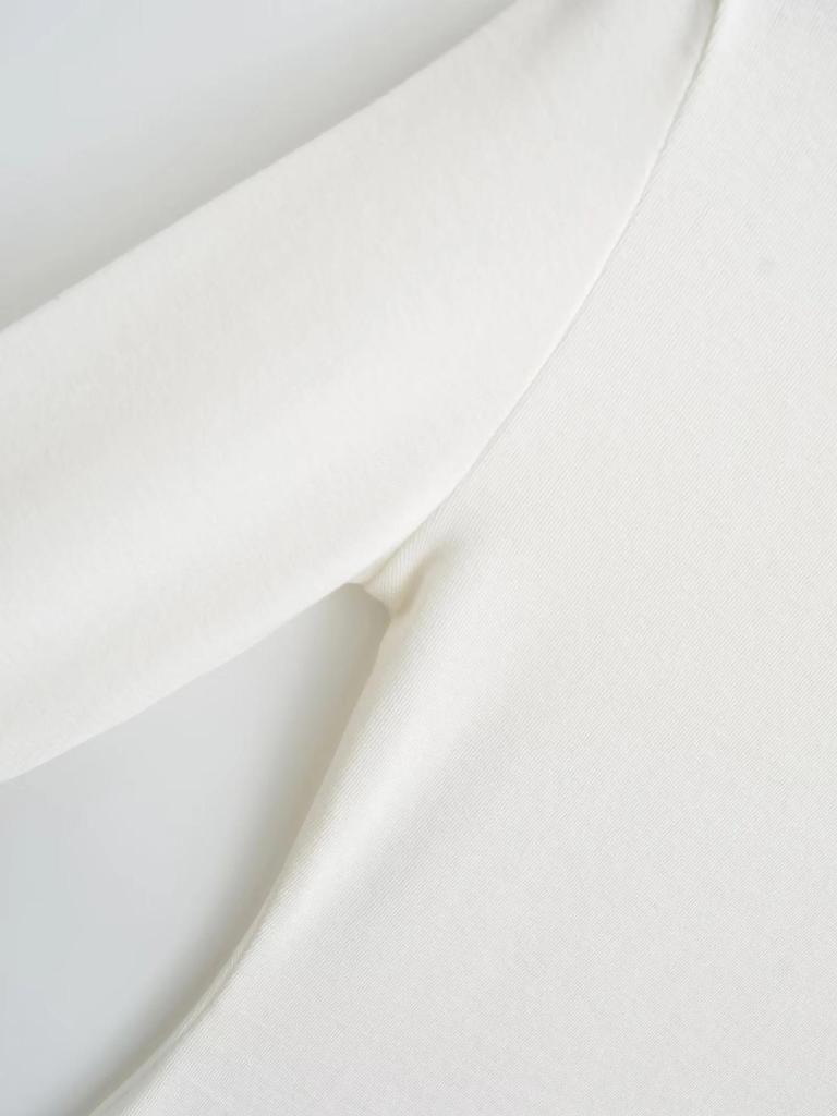 Women's Slim Fit Long Sleeve Cashmere T-Shirt with Half-High Collar for Spring and Autumn