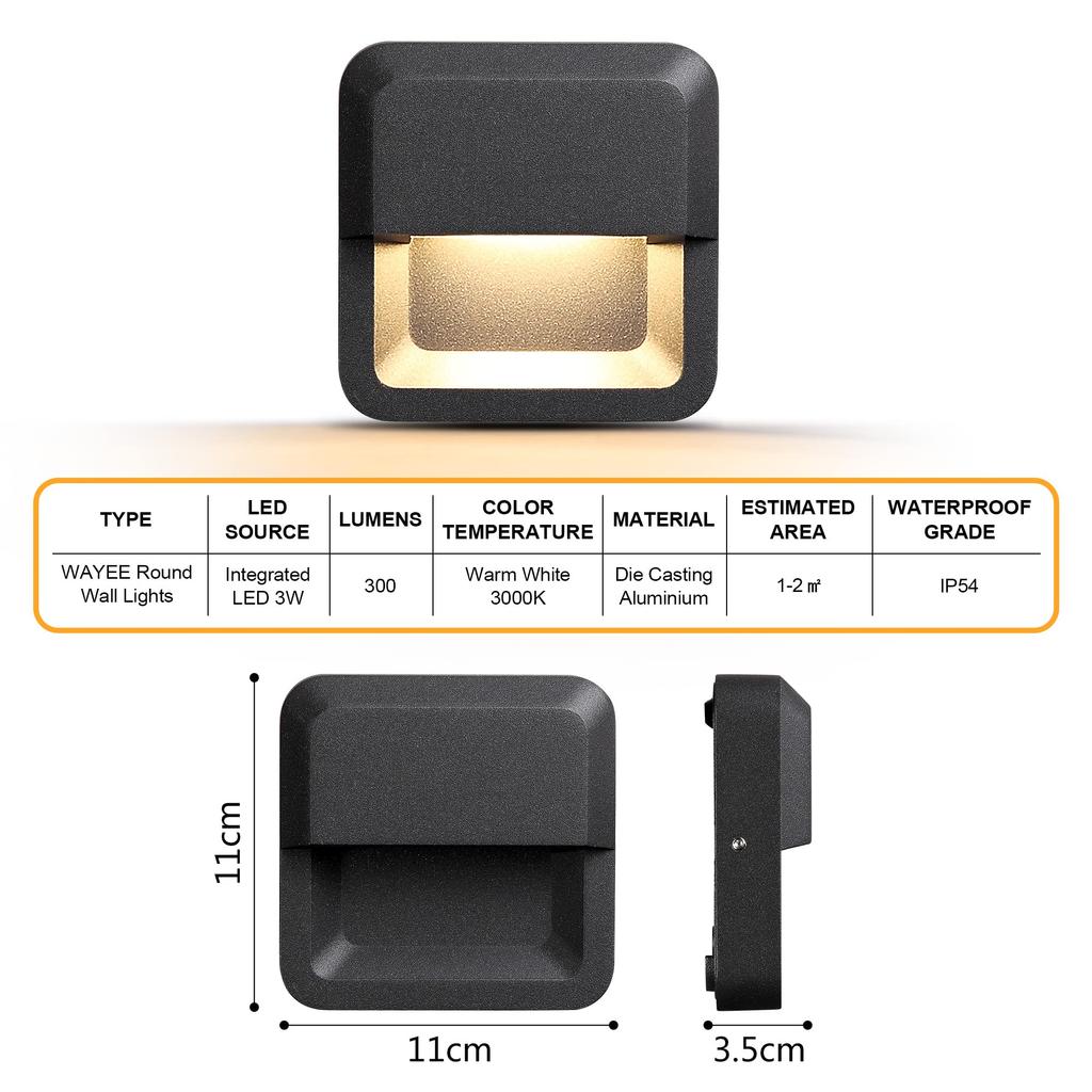 WAYEE Bracket Staircase Wall Entryway Porch Gate Post Entryway Lighting for Indoor and Outdoor Waterproof and Outdoor Wall LED 3W Warm Nordic IP54