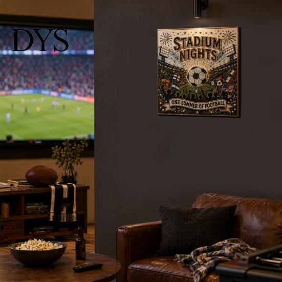 DIY Pearl Painting Football Stadium Kit, Soccer Ball Art Craft Kit for All Skill Levels Nights 3D Beginners Fans Gift Relaxing Activity