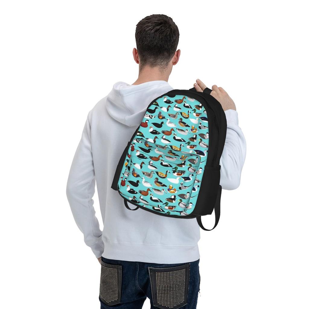 Many Ducks Backpack Animal Print Male Polyester Travel Backpacks Big Kawaii High School Bags Rucksack