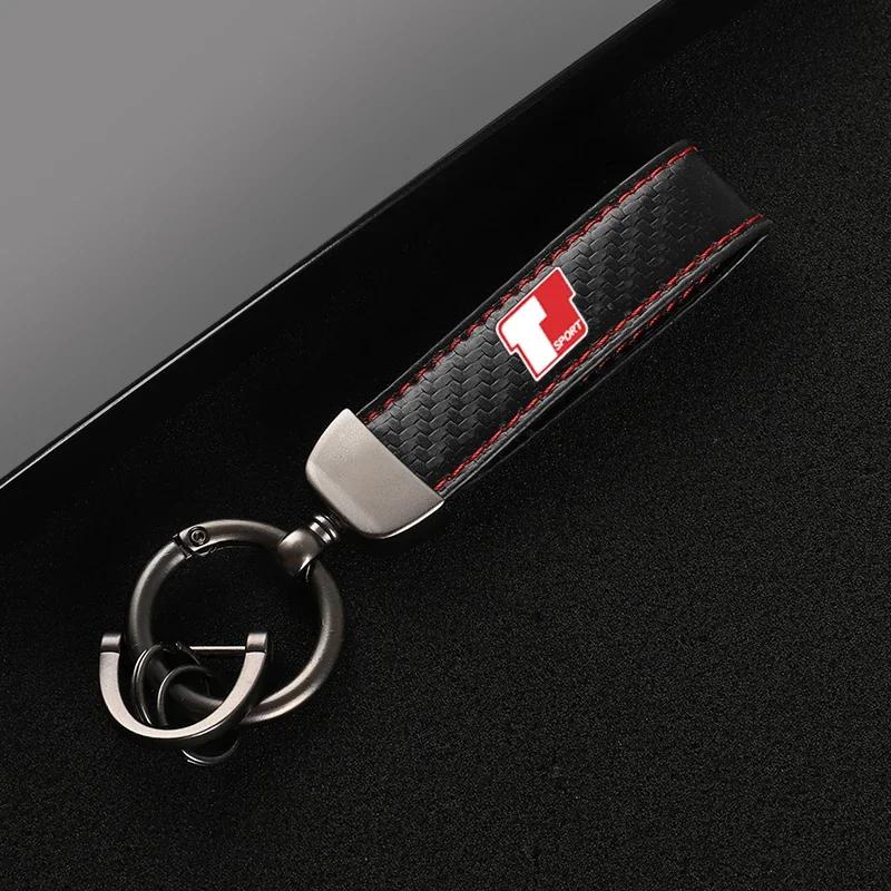 Leather Motorcycles keychain horseshoe buckle jewelry key chain for T Sport Toyota Corolla yaris Prado Tundra Highlander Venza