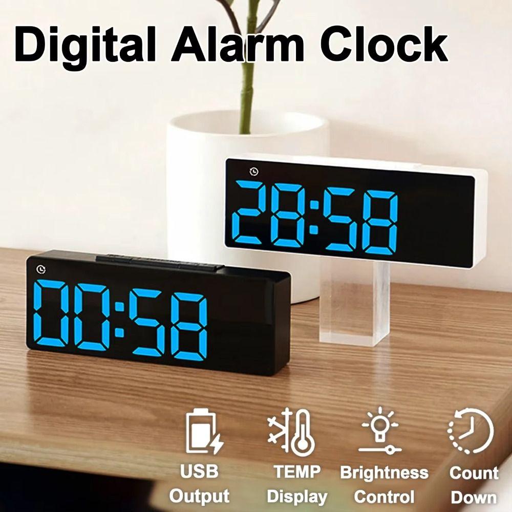 2 Alarms LED Electronic Clock Date Week Alarm Clock Multifunctional Desk Clock  for Living Room