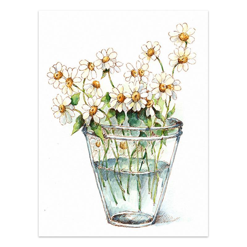 Watercolor Plant Flowers Canvas Paintings Sunflower Botanical Prints Leaves Poster Decorative Picture for Living Room Home Decor