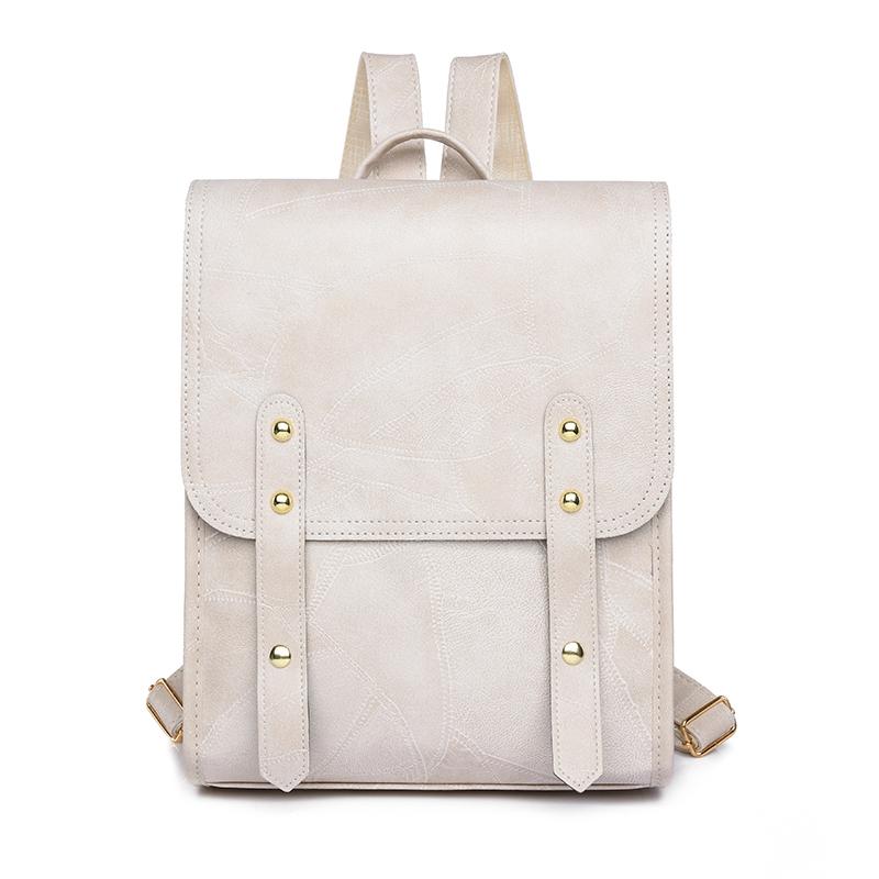 Nueva Mochila de PU Cuero Moda Dama Alta Capacidad Impermeable Universidad Mochila Trendy Niñas Bolsos Escolares para Portátil