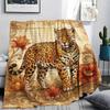 1PC Retro Floral Animal Print Flannel Blanket, High quality All Seasons, Home Decor, Warmth and Comfort, Perfect for Christmas Gifts