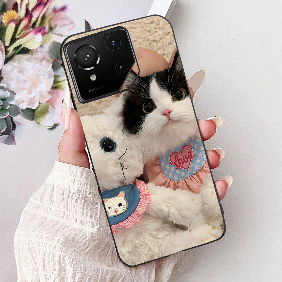 For Asus ROG Phone 9 Pro Back Cover For Asus ROG Phone 9 Case Silicone Cute Cat Luxury Love Funny Painted Shockproof Bumper