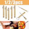 1/2/3pc Titanium Brass Toothpick Outdoor Stronger Than Dental Floss Camping Tool Apply To Personal Daily Cleaning Fruit Fork