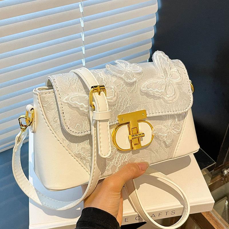 Fashion New Design Light Luxury High-end Embroidery Three-dimensional Butterfly Small Square Bag Women's Commuting Versatile Temperament Messenger Bag