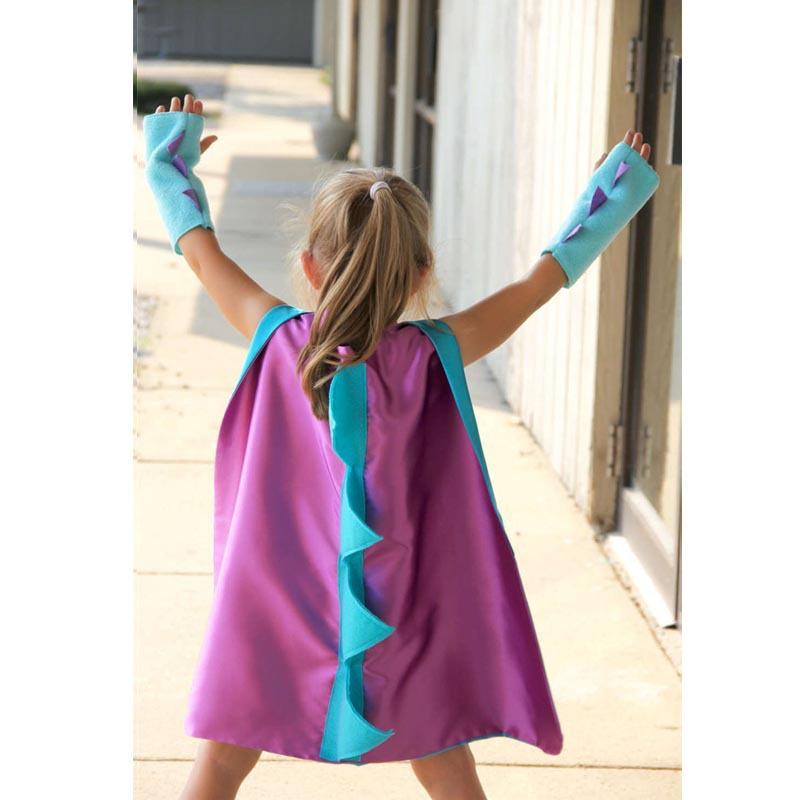 Kids Dinosaur Costume Cape with Gloves Jurassic Cosplay Dress Up Set for Boys Girls Halloween Party Pretend Play