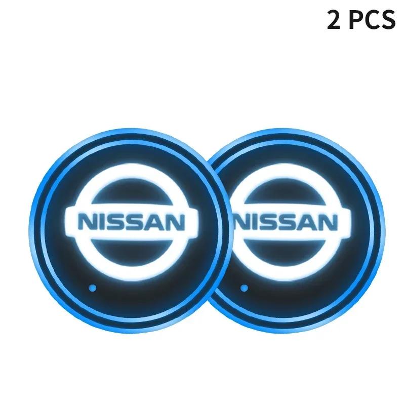 2 szt. Podkładki pod kubki samochodowe z 7 zmieniającymi się kolorami światła Do Nissan Juke Leaf Micra Qashqai Altima Maxima Murano Patrol Rogue Sentra Teana