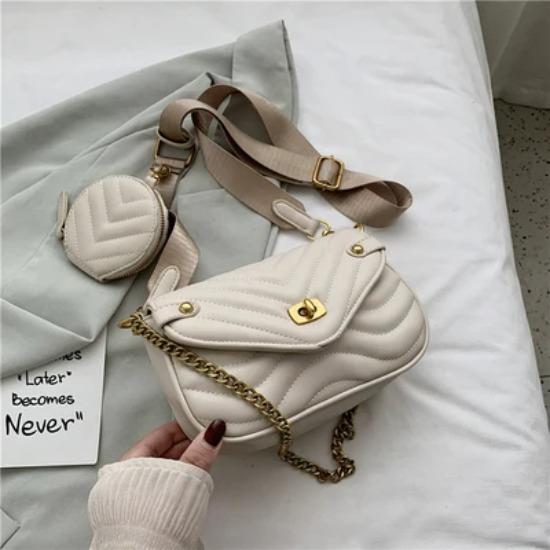Small PU Leather Shoulder Bag For Women  new purse and Handbags Female Travel Crossbody Bag ladies chain Sling bag 2 PCS/SET