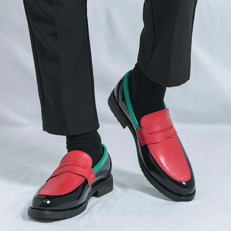 Fashion Party men's leather shoes Fashion designer style design Leisure Office Handsome casual young Versatile loafers Color blocked