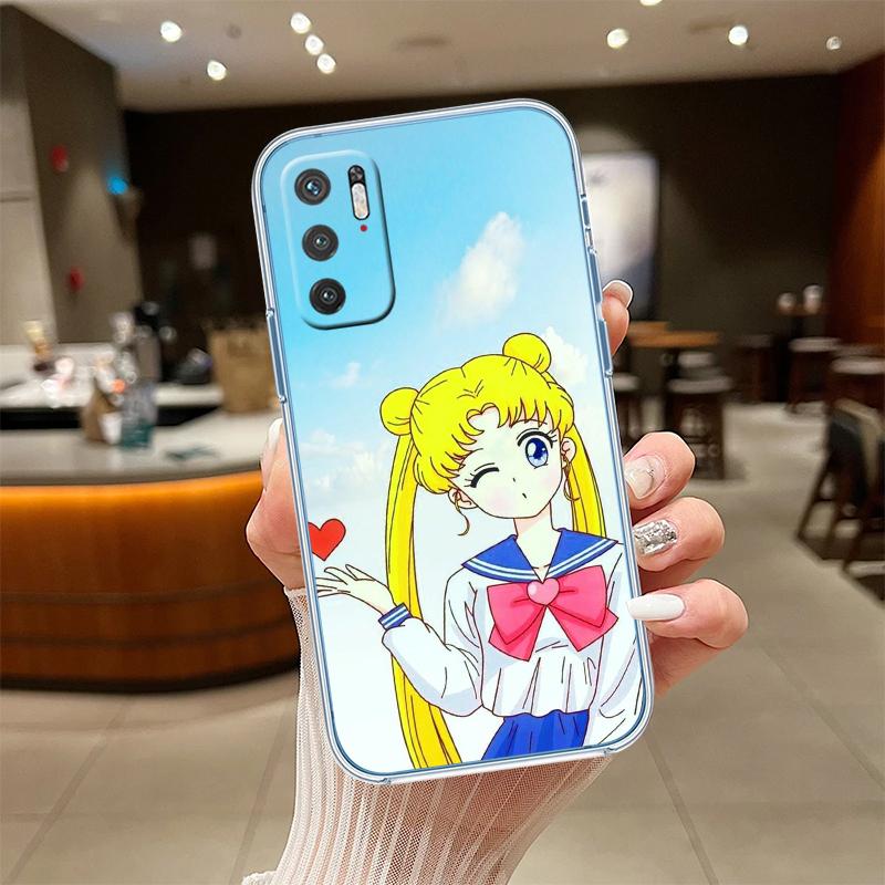 UP44 S-Sailors M-Moon Transparent Phone Case for Motorola Moto G7 G8 G9 G84 G85 G73 G24 G15 Z2 Play Power Plus