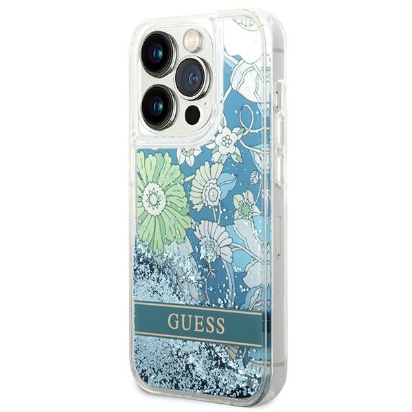 Guess Guhcp14Llflsn Iphone 14 Pro 6,1 Zielony/Green Hardcase Flower Liquid Glitter