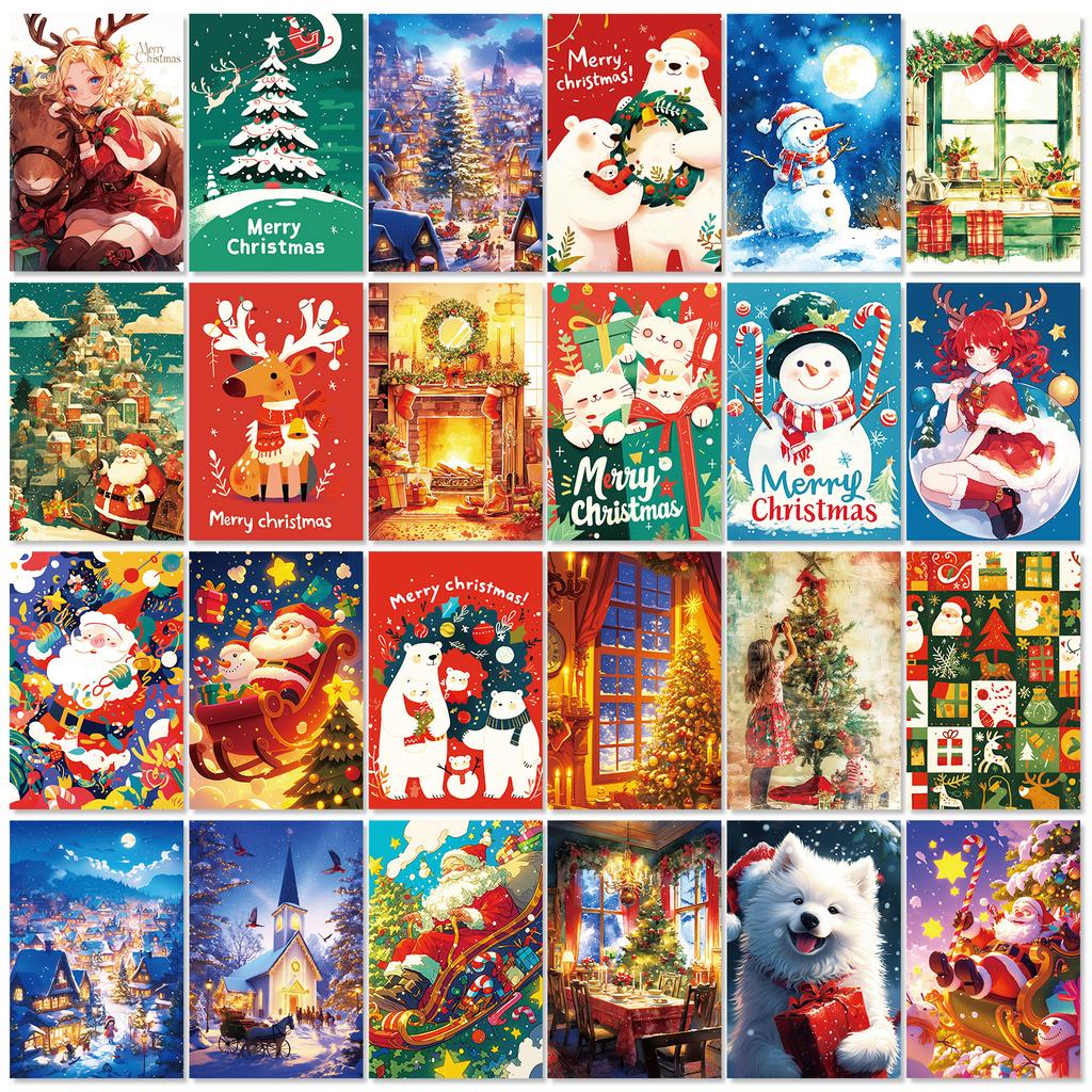 50 Christmas Snowman Theme Wall Cards, Bedroom Background Cards, Message Cards, Commemorative Greeting Cards