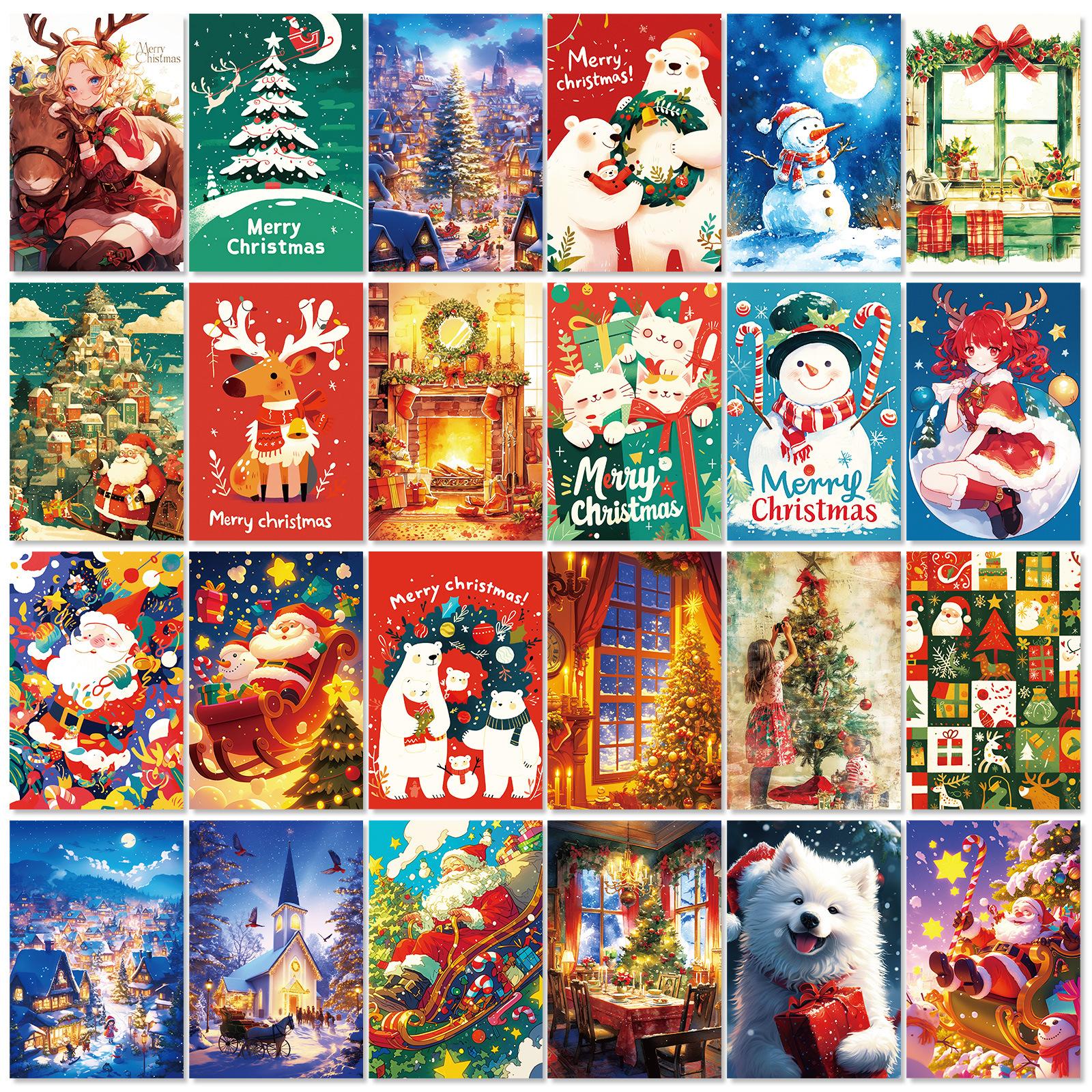 

50 Christmas Snowman Theme Wall Cards, Bedroom Background Cards, Message Cards, Commemorative Greeting Cards T01042157（50）